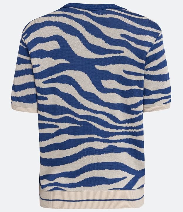 Blusa T-shirt em Tricô Texturizada em Jacquard Zebra Bege 6