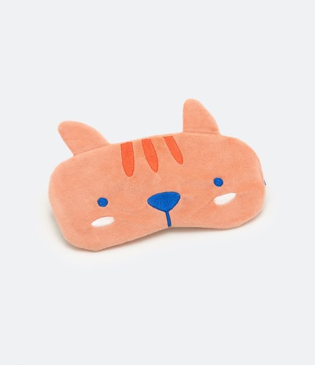 Mascarilla de Dormir con Estampado de Gatito y Orejitas 3D Naranja 1