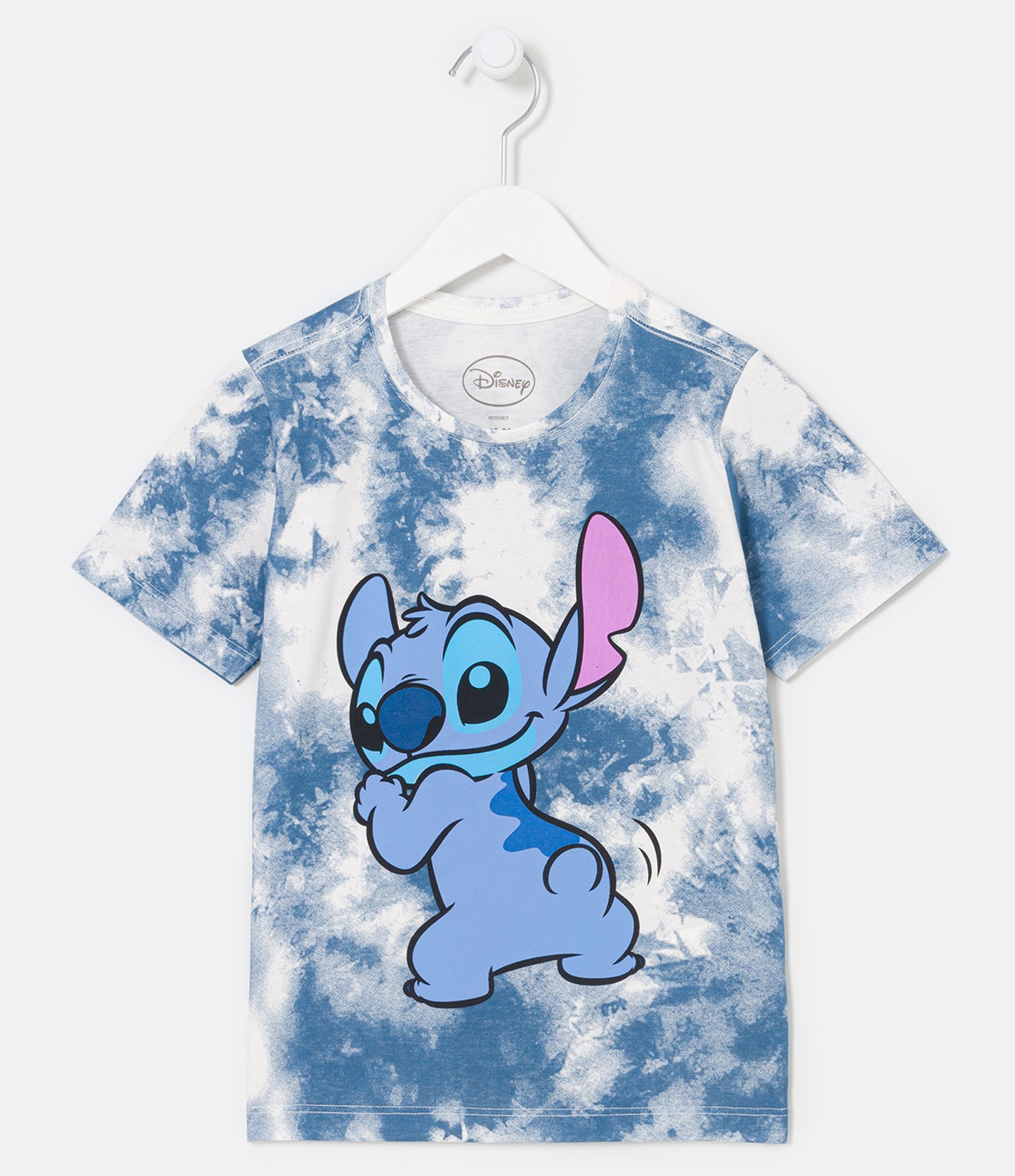 Blusa Infantil com Estampa Tie Dye e Stitch - Tam 5 a 14 anos Azul 1