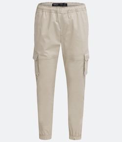 Calça Jogger Cargo em Sarja com Cós Elástico e Barra Ajustada