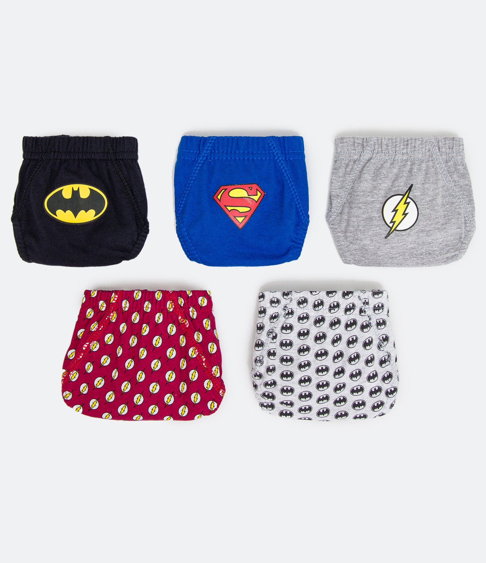 Kit 5 Cueca Slip Infantil com Estampas Liga da Justiça - Tam 2 a 10 anos Multicores 1