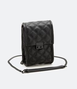 Bolsa Porta Celular com Textura Matelasse e Alça de Corrente
