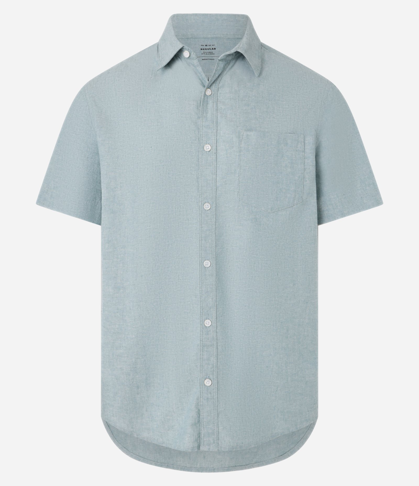 Camisa Comfort Básica em Linho com Bolso Frontal Verde Claro 5