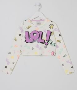 Blusa Infantil Cropped com Estampa em Lettering LOL!