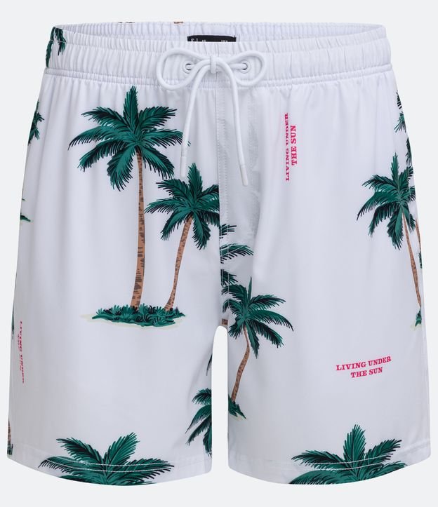 Bermuda con Cinturilla Elástica Lettering y Estampado Tropical Blanco 6