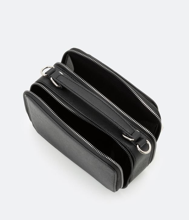 Bolso Transversal Boxy con Correa de Mano y Bolsillo Frontal Negro 4