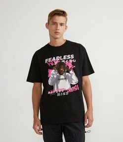 Camiseta Manga Curta em Algodão Malhão com Lettering Fearless
