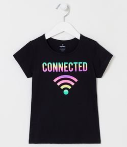 Blusa Infantil com Estampa em Lettering "Connected" - Tam 5 a 14 Anos