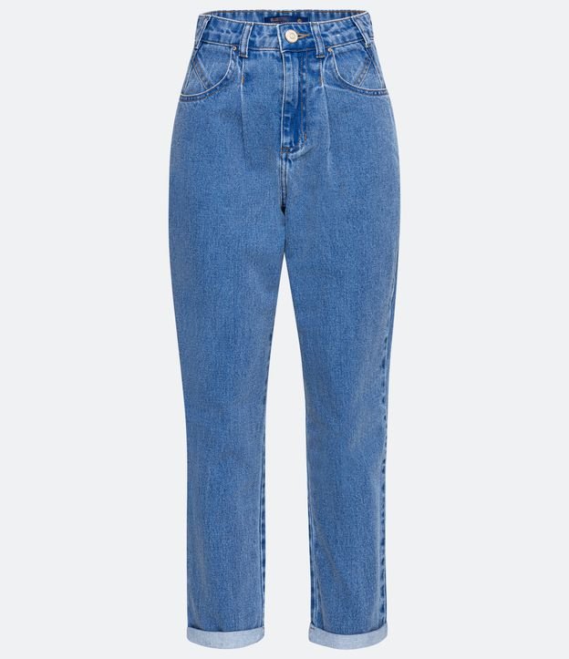 Pantalón Mom en Jeans con Pliegues y Recorte en los Bolsillos Azul 5