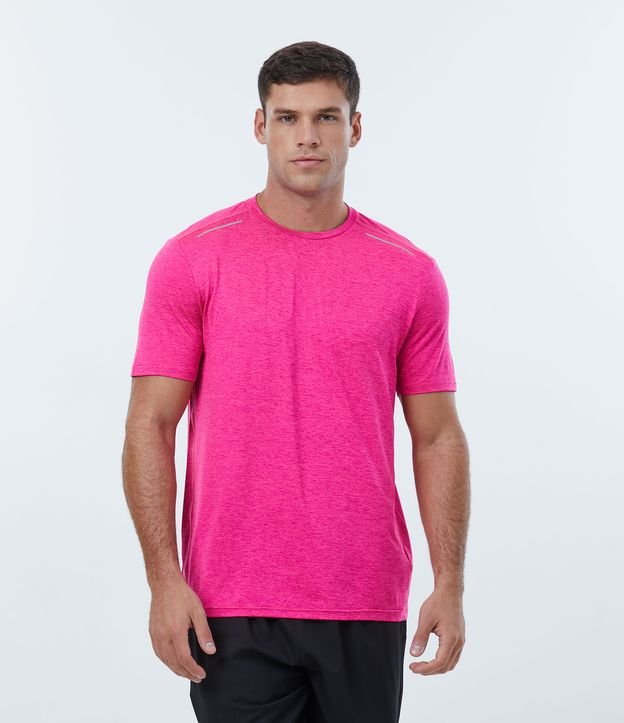 Camiseta Esportiva Básica em Dry Fit com Detalhes Refletivos Rosa Pink 1
