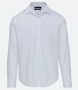 Camisa Slim em Algodão Maquinetado com Manga Longa