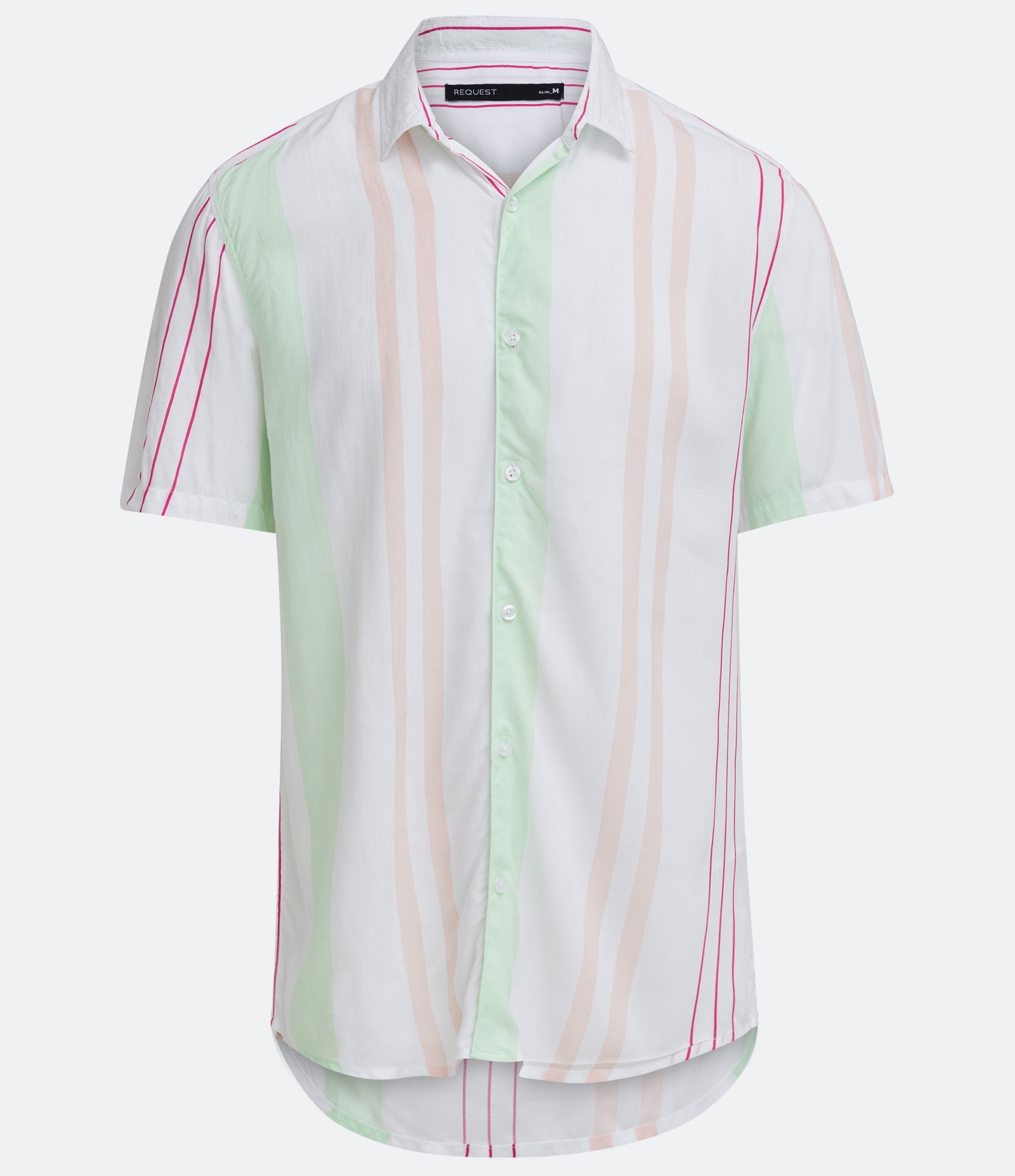 Camisa Manga Curta em Viscose com Estampa em Listras Branco 5