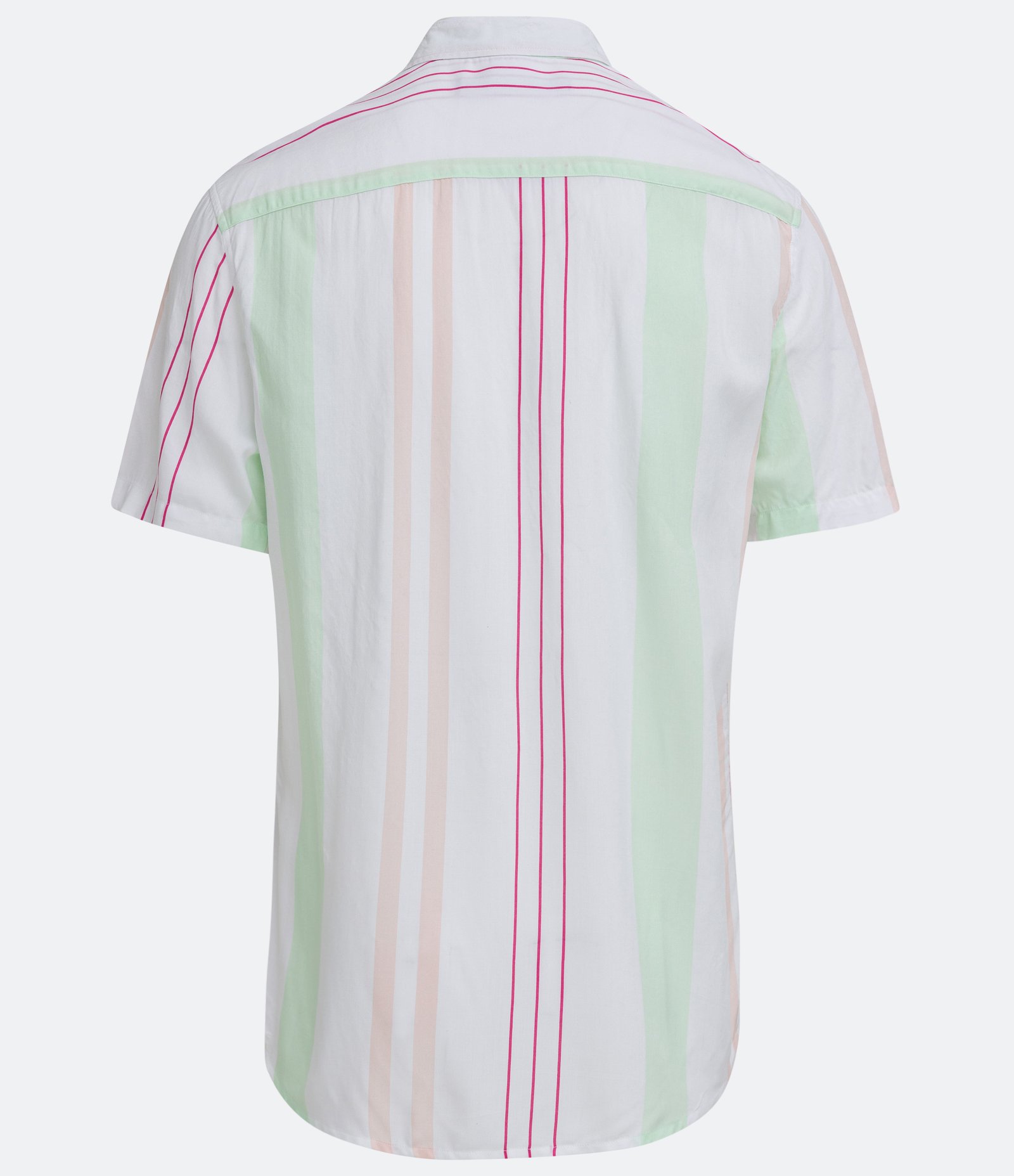 Camisa Manga Curta em Viscose com Estampa em Listras Branco 6