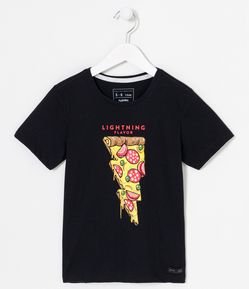 Camiseta Infantil com Estampa de Pizza - Tam 5 a 14 anos