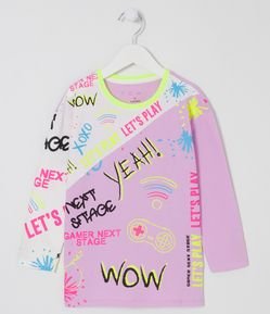 Blusa Alongada Infantil com Estampas Divertidas - Tam 5 a 14 anos