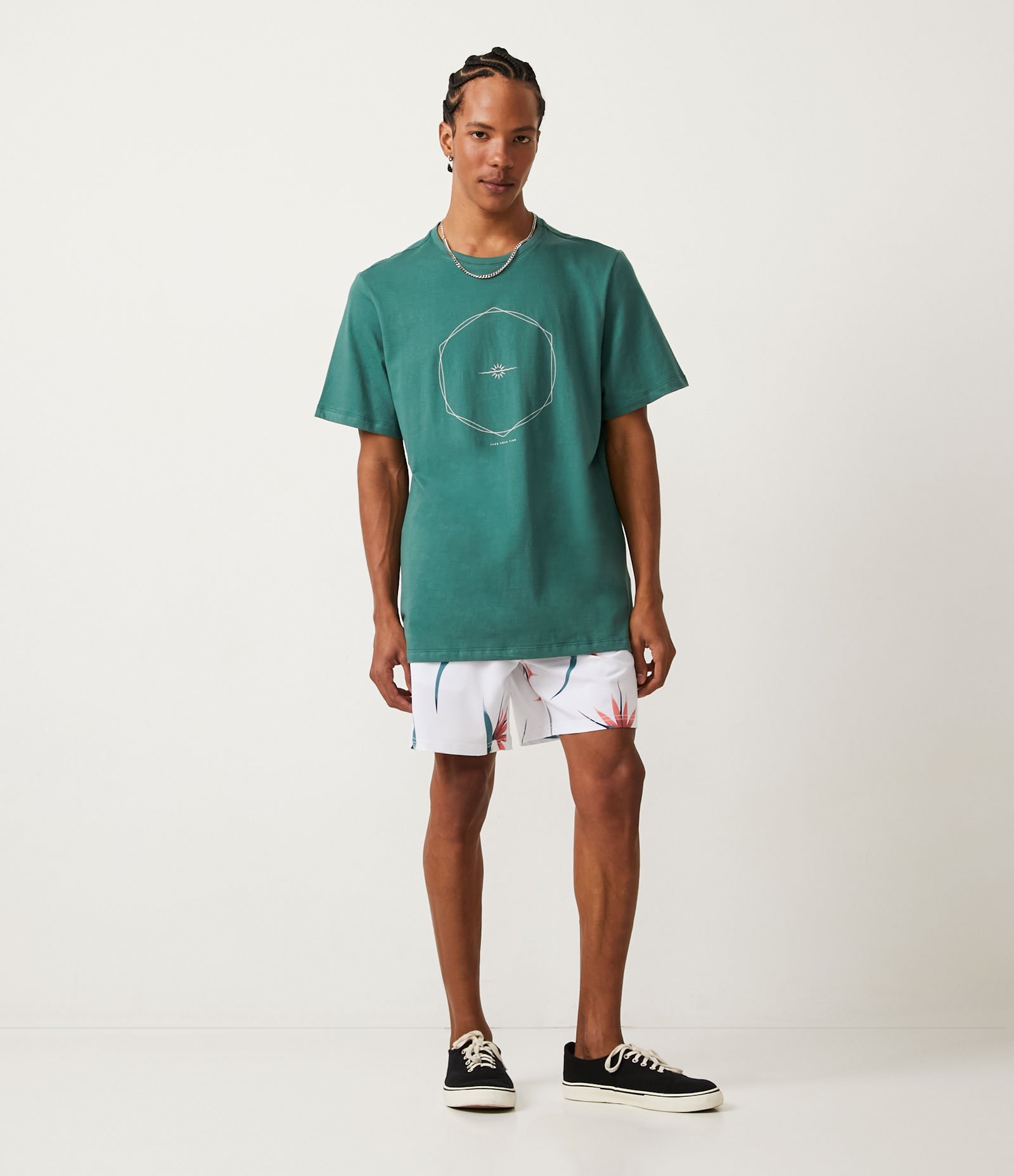 Bermuda com Cós Elástico e Estampa Floral Branco 1