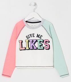 Blusa Infantil Manga Longa com Estampa em Lettering