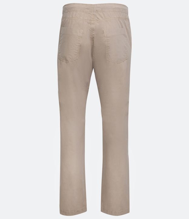 Pantalón Slim en Sarga con Cordón en la Cintura Beige 6