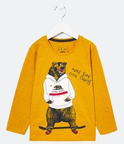 Camiseta Infantil com Estampa de Urso - Tam 5 a 14 anos