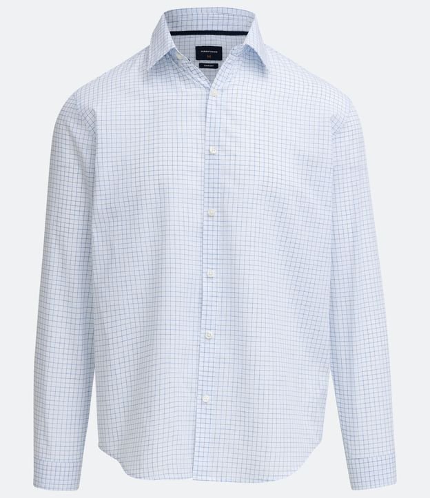 Camisa Comfort Manga Larga con Estampado de Cuadros Grid Blanco 6