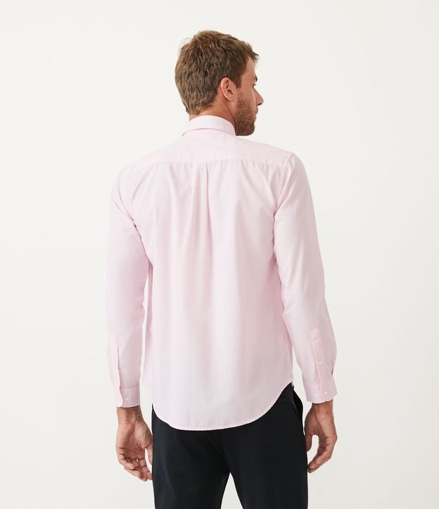 Camisa Slim en Algodón con Estampado de Cuadros Rosado 3