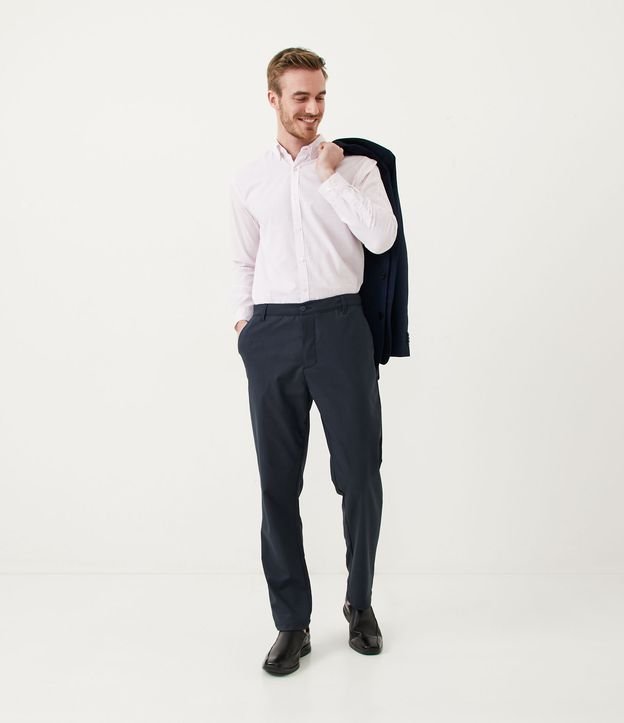 Camisa Slim en Algodón con Estampado de Cuadros Blanco 2