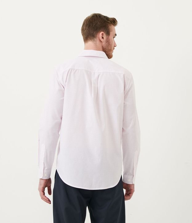 Camisa Slim en Algodón con Estampado de Cuadros Blanco 3