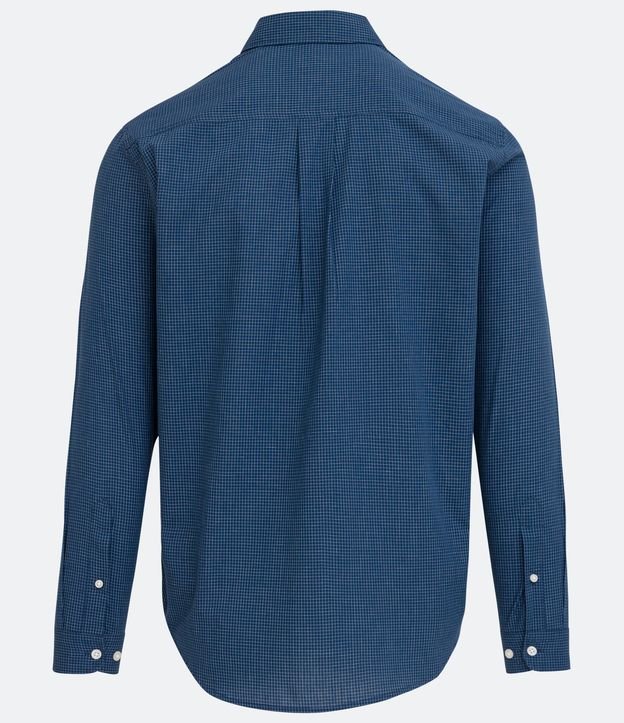 Camisa Comfort en Algodón de Cuadros con Manga Larga Azul 7