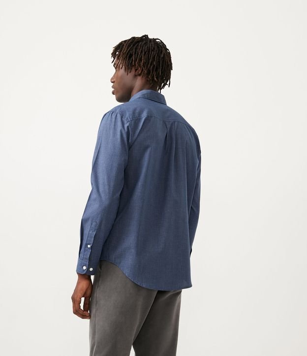Camisa Comfort en Algodón de Cuadros con Manga Larga Azul 3
