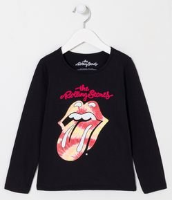 Camiseta Infantil com Estampa Rolling Stones - Tam 5 a 14 anos