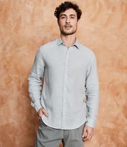 Camisa Manga Longa em Linho com Textura Flame