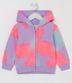 Casaco Infantil em Moletom com Capuz Estampa Tie Dye - Tam 1 a 5 anos