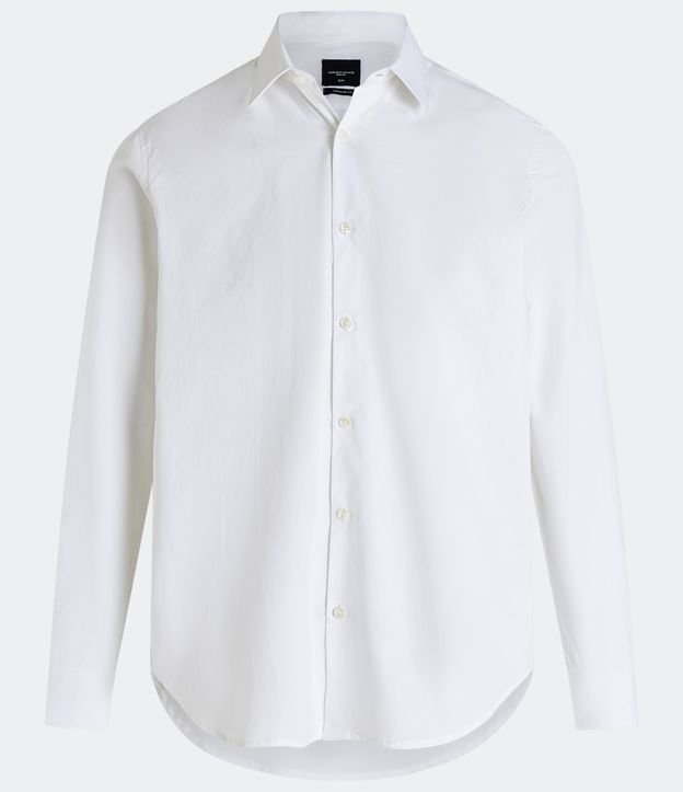 Camisa Slim em Tricoline com Manga Longa Branco 6
