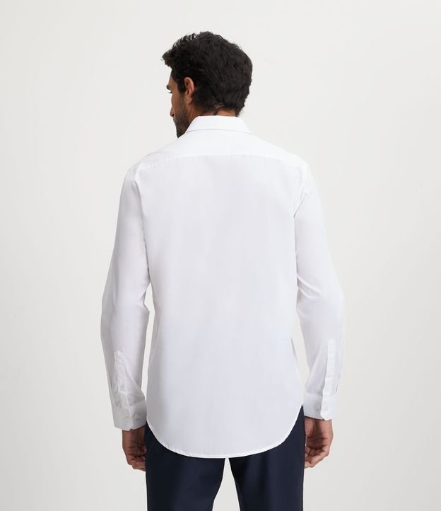 Camisa Slim em Tricoline com Manga Longa Branco 5