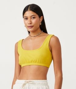 Blusa Regata Cropped em Viscose com Elástico na Barra
