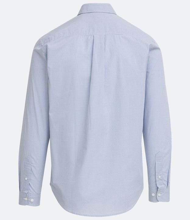 Camisa Slim en Algodón con Estampado de Cuadros Azul 7