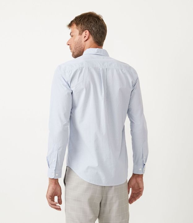 Camisa Slim en Algodón con Estampado de Cuadros Azul 3