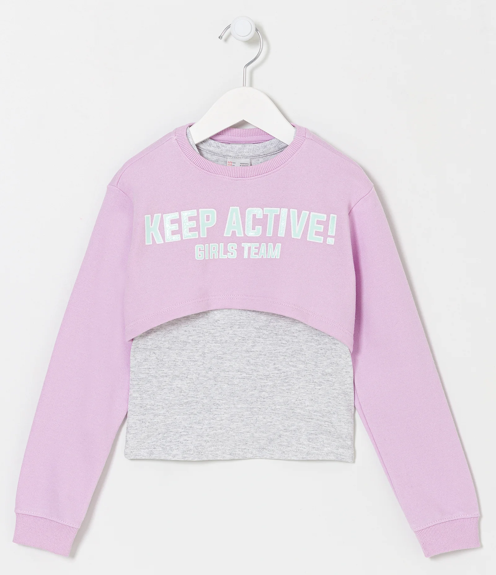 Blusão Infantil com Lettering Keep Active e Regata por Baixo - Tam 5 a 14 Anos Rosa 1