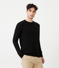 Suéter Slim em Tricô com Manga Longa