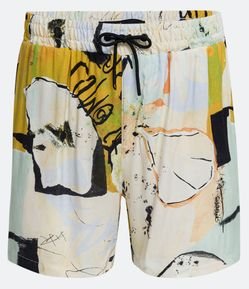Bermuda Boardshort em Viscose com Estampa Abstrata