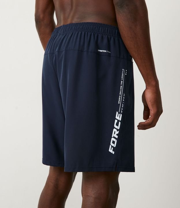 Bermuda Deportiva con Lettering Lateral Reflectante Azul Oscuro 3