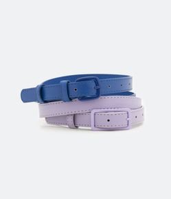 Kit 02 Cintos Finos com Fivelas Pintadas