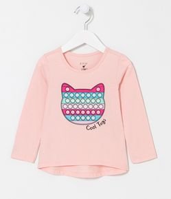 Blusa Infantil com Estampa Gatinho Pop It - Tam 1 a 5 anos