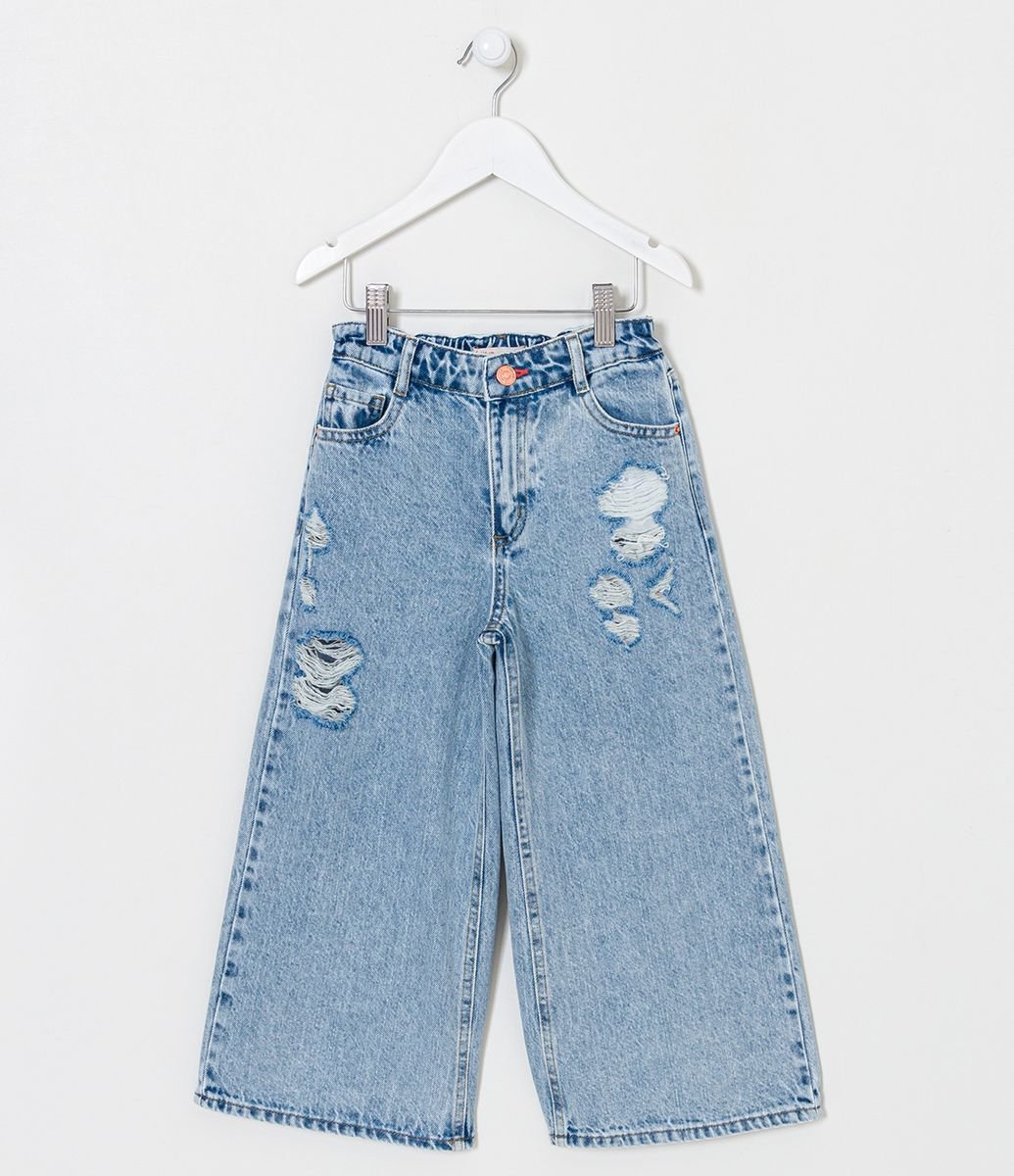 Calça Jeans Infantil Menina Wide Leg Sun Place (12 Ao 20) Jeans