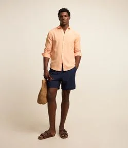 Bermuda de Banho com Cós Elástico e Bolsos