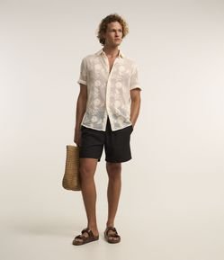 Bermuda de Banho com Cós Elástico e Bolsos