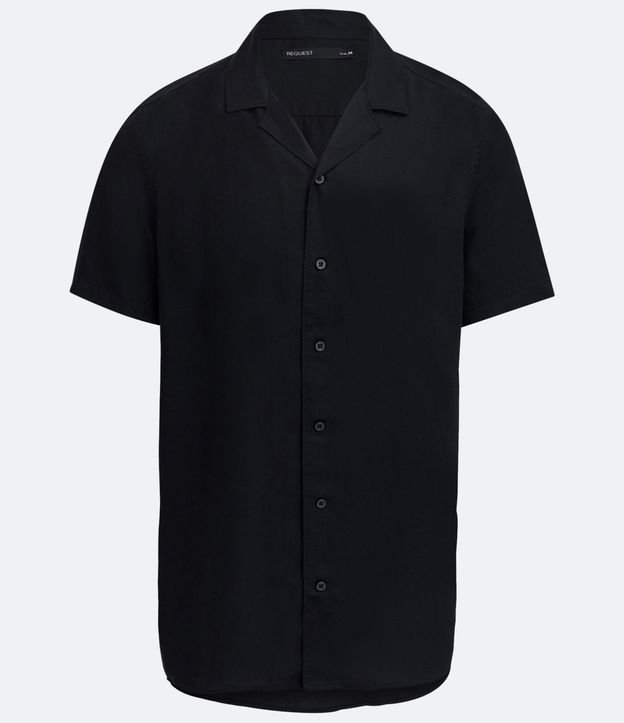 Camisa Manga Corta en Lyocell con Botones Negro 6