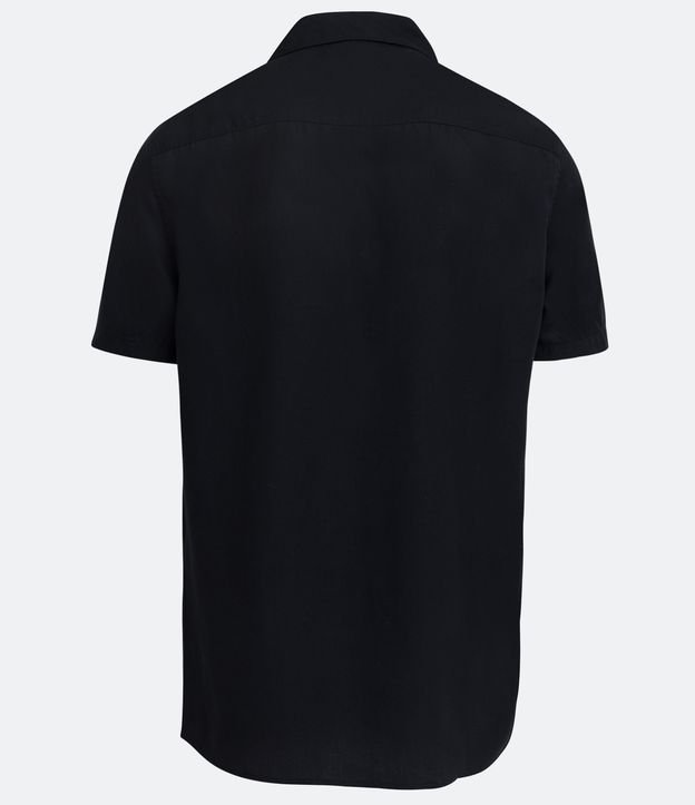 Camisa Manga Corta en Lyocell con Botones Negro 7