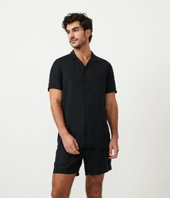 Camisa Manga Curta em Liocel com Botões