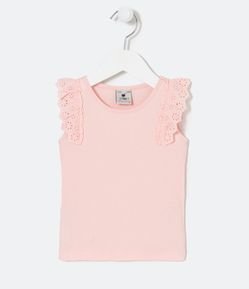 Blusa Regata Infantil com Babados Broderie - Tam 1 a 5 anos